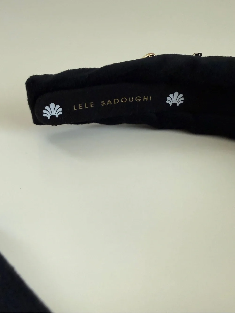 Lele Sadoughi Kids Black Knotted Headband Gold Cat Charms Crystal Studs